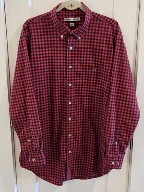 Southern Point Co. Gingham Check-Plaid Button-Down Shirt - Size XL - Red & Navy